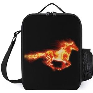 Fiery Stallion Horse Unisex Lunchbox Container Herbruikbare Isolatie & Koud Diner Tote Draagbare Schoudertas