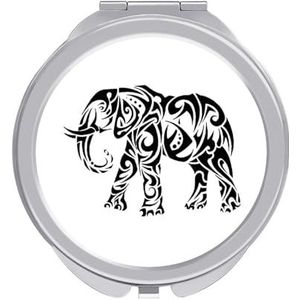 Tribal Olifant Compacte Spiegel Ronde Pocket Make-up Spiegel Dubbelzijdige Vergroting Opvouwbare Draagbare Handspiegel