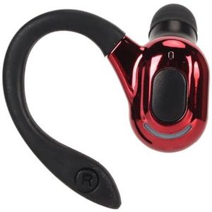 oortelefoon, Lichtgewicht IPX4 Waterdicht HiFi-stereogeluid -headset Eén Oor USB Oplaadbare Ruisonderdrukking voor Dagelijks Gebruik (Zwart en rood)