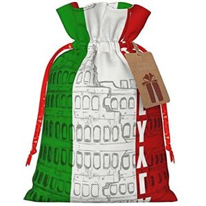 Romeins Colosseum Italiaanse Vlag Hennep Gebundelde Gift Bag Kerst Opbergtas Geschikt Voor Kerstfeest Gift Verpakking
