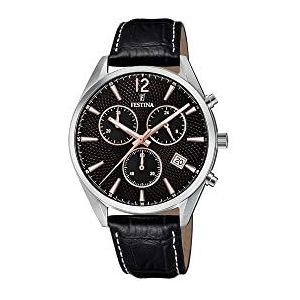 Festina Heren chronograaf kwarts horloge met lederen armband F6860/7, armband