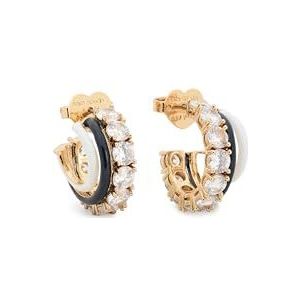 kate spade new york Hint Van Shimmer Gestapelde Huggies, Navy/Geel Goud, Huggies, roestvrij staal, VERPLATED METAL, synthetische opaal, zirkonia, Cubic Zirconia, huggies, roestvrij staal, GEPLATEERD