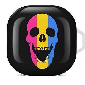 Pansexual Flag Skul Earbuds Case Compatibel met Samsung Hard Shell Beschermhoes Wit-Stijl