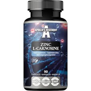 Zink L-Carnosine 37,5 mg per capsule - 90 Veganistische Capsules - 3 Maanden Bevoorrading - Voor Huid-, Haar- & Nagelgezondheid - Supplement van Apollo's Hegemony