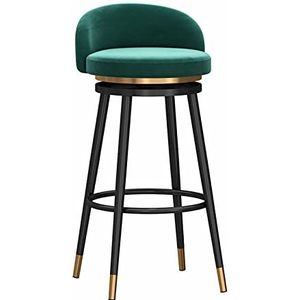 GZDZ Bar Stoelen Draaibare Hoge Keuken Counter Eiland Eetkamerstoel, Fluwelen Barkruk Keuken Hoge Stoelen voor Pub Thuis Bar Eetkamer (Groen, Zithoogte 75cm)