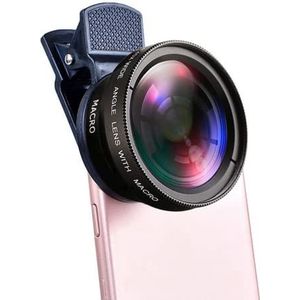 Mobiele telefoonlens 0,45 x super groothoek 12,5 x macro HD-cameralens voor iPhone 12 11 8 7 6 XS Huawei Xiaomi Samsung (zwart)