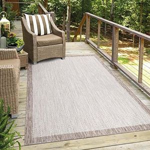 carpet city Vloerkleed voor buiten, weerbestendig, beige, 240 x 340 cm, omranding, balkontapijt, waterafstotend, voor binnen en buiten, voor terras, tuin, keuken, badkamer of woonkamer