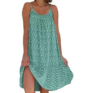 Cami-jurk met bloem - Zomer strandjurk met bloemenprint Mouwloos | Casual dames zomer strand korte mouwloze jurk Hamagi