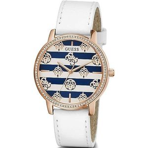 Guess Dames polshorloge Marina 38 mm strepen op de wijzerplaat armband leer GW0398L2