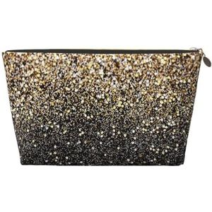 Gouden Glitter Zwarte Gouden Stippen, Make-up Tas Cosmetische Tas Draagbare Reizen Toilettas Potlood Case Toilettas, zoals afgebeeld, Eén maat