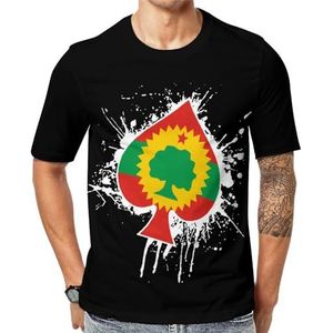 Oromo Liberation Front Flag Spades Ace Poker Heren Korte Mouw Grafisch T-shirt Ronde hals Print Casual Tee Tops 6XL