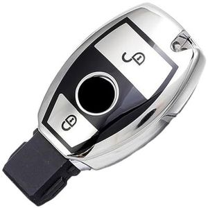 Sleutelbehuizing Autosleutel Case Cover Shell Fob TPU Sleutelhanger Voor A C E S G Klasse GLA CLA GLK GLC CLS W204 W463 W176 W251 W205 AMG Autosleutelhoesje(2 button silve cover)