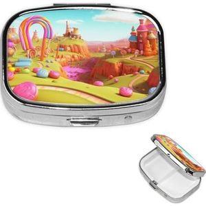 Pil Case Rechthoekige Pillendoos met 3 Compartimenten Candy Land Pil Organizer Waterdichte Geneeskunde Organizer Doos voor Reizen Metalen Pillen Containers voor Medicatie Planner