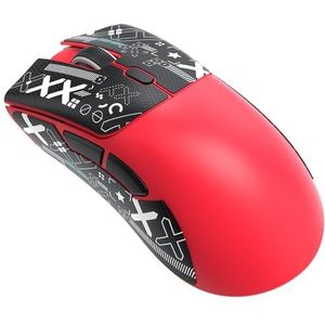 ATTACK SHARK R1 59g SUPERLIGHT muis met lint, PixArt PAW3311 gamingsensor, BT/2.4G draadloze/bedrade gamingmuis, 6 verstelbare DPI tot 18000 (rood)