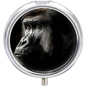 Een Volwassen Gorilla Pillendoos Waterdichte Draagbare Geneeskunde Pil Case Vochtbestendige Metalen Reizen Pillendoos met 3 Compartimenten Geneeskunde Case