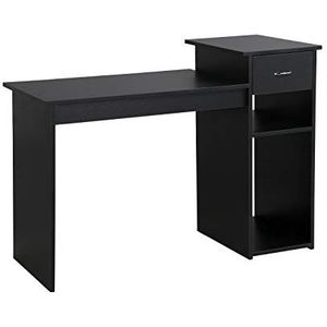 Yaheetech Computertafel bureau met legplank, bureautafel werktafel laptoptafel voor werkkamer kantoor ordner documenten zwart