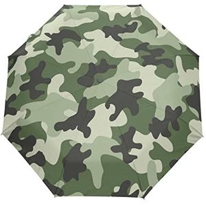 Camouflage legergroen verborgen paraplu, automatische uv-bescherming, zakparaplu, winddichte paraplu, kleine lichte paraplu, compacte paraplu's voor jongens, meisjes, reizen, strand en vrouwen, Patroon., 88cm