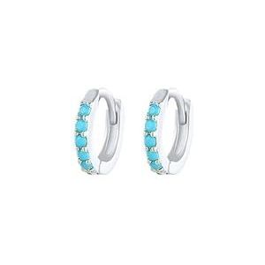 Verschillende stijlen van S925 sterling zilveren oorringen, oorgesp-sieraden, eenvoudige kleur zirkoonoorbellen for mannen en vrouwen(Style:White-Turquoise 6MM)