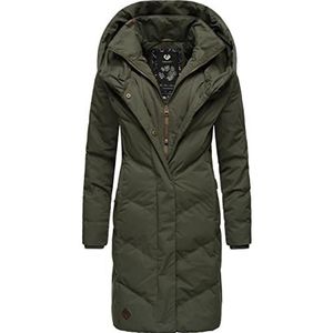 Ragwear Natalka Winterjas voor dames, warme gewatteerde jas, lang, met capuchon, XS-6XL, Dark Olive022, XS