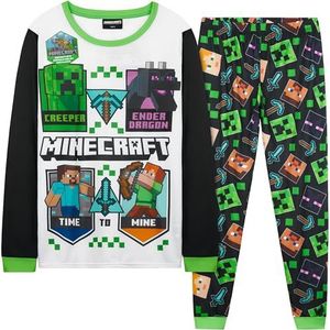 Get Trend Minecraft Jongens Pyjama Set, Lange PJ's voor kinderen en tieners, Creeper Loungewear Zachte Nachtkleding, Gamergeschenken voor jongens (11-12 jaar, Multi Minecraft)
