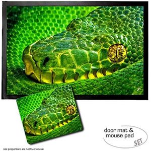 1art1 Slangen, Side-Striped Palm Viper, Bothriechis Lateralis II Deurmat (60x40 cm) + Muismat (23x19 cm) Cadeauset