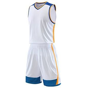 HULG Mode Basketbal Jersey, volwassen Basketbal Jersey, kinderen Basketbal Set, Heren Basketbal Jersey en Shorts Team Uniform met Zakken Sportkleding Uniform (jersey-05,6XL)