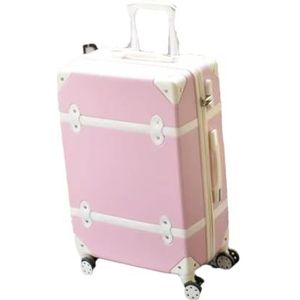 Vrouwen Harde Retro Rolling Bagage Set Trolley Bagage Met Cosmetische Tas Vintage Koffer, 1 stuks bagage, 20
