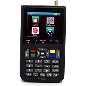 Satellietzoeker Digitale satellietzoeker V9-zoeker LCD-satellietzoeker Digitale satellietsignaalzoeker Meter Satellietmeter Satellietzoeker met 3,5 inch LCD digitaal display(Nero)