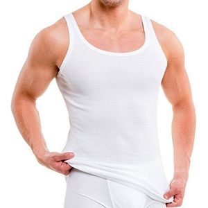 HERMKO 3000 Heren tank top 100% biologisch katoen in fijn rib, onderhemd, spier shirt made in EU, Größe Herren:6 (L), Farbe:weiß