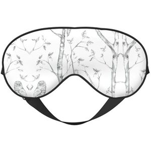 Grijs hout en vogels afdrukken omkeerbaar ontwerp slaapmasker, ideaal voor kamperen, meditatie en shifts, goede pasvorm, geen lichtlekkage