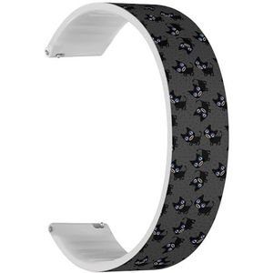 RYANUKA Solo Loop band compatibel met Ticwatch GTH 2 / Pro 3 / Pro 2020 / Pro S/GTX, 22 mm (grappige zwarte katten op Halloween), snelsluiting, 22 mm elastisch siliconen bandje, accessoire, Siliconen,