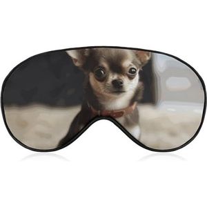 Schattig chihuahua slaapmasker, licht blokkerend oogmasker, comfortabel en zacht, oogbedekking met elastiek, geschikt voor mannen en vrouwen, geschikt voor reizen en slapen
