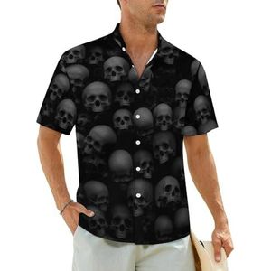 Zwarte Skull Head Heren Shirts Korte Mouw Strand Shirt Hawaii Shirt Casual Zomer T-Shirt 3XL