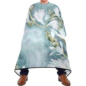Kapper Cape 140x168cm, Witte Bloem Aquarel Kappers Cape Unisex Professionele Salon Cape Waterdichte Haar Knipjurk Voor Het Verven Styling, Haar Styling, Kapperszaken