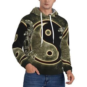 JEJEA Yin Yang Dragon Tiger Print Heren Hooded Sweatshirt Trekkoord Hoodies Trui Lange Mouw Trui Voor Dagelijks Dragen, Zwart, S