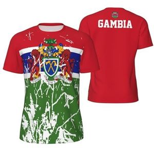 Sport T-Shirt Vintage Gambia Vlag Graan Tees 3D Gedrukt voor Fitness Running Voetbal, Meerkleurig, M