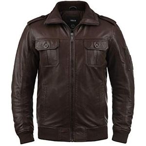 Solid SDFamash Leren herenjack, bikerjack, echt leer, met opstaande kraag, bruin (5066), M