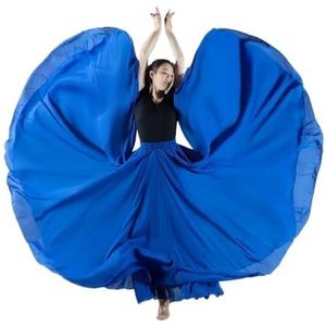 Flamencorok for vrouwen, 720 graden, volle cirkelvormige swingrok, Spaans danskostuum, volwassen, vloeiende, geplooide gelaagde rok for optredens, Halloweenfeest, rode krijtthema-outfit(Dark blue_XL)