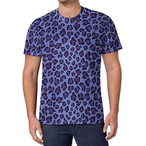 Blauw luipaardprint heren T-shirt met korte mouwen casual ronde hals T-shirt mode zomer tops