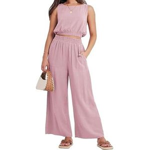 yk8fass Mouwloze broek met wijde pijpen sw-9583, roze, S