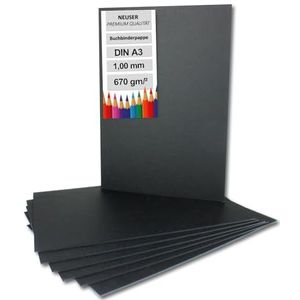 NEUSER PAPIER 10 x boekbinderskarton, DIN A3, zwart, dikte: 1,0 mm, gewicht: 670 g/m²