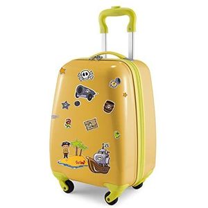 Hauptstadtkoffer - Kinderbagage, kinderkoffer, harde koffer, boordbagage voor kinderen, ABS/PC,, geel + sticker piraten, kinderbagage