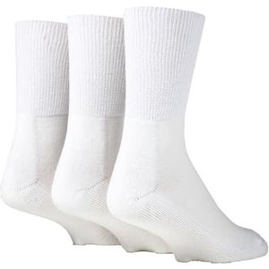 IOMI SOCKSHOP Footnurse sokken voor dames en heren, met bamboe gevoerde voeten, diabetische sokken, verschillende kleuren en unisex-maten, zacht, naadloos en rekbaar, multipack van 3 paar, Wit, 43-46
