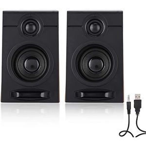 Desktop Subwoofer-luidsprekers met USB Computerpoort, HiFi universele bekabelde luidsprekers met stereo surround sound voor tv, pc, telefoons en tablets