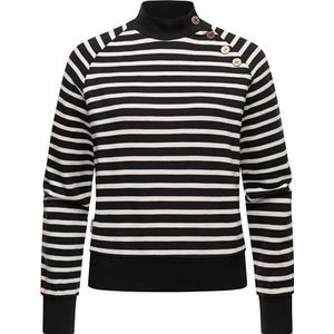 Ragwear Majjorka damessweatshirt met lange mouwen, gestreept, met zachte geribbelde manchetten, XS-6XL, zwart, 6XL