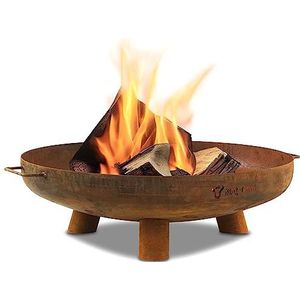 BBQ-Toro Vuurschaal Ø 70 cm | roestlook | outdoor haard met drie poten en twee handgrepen | vuurschalen voor de tuin, brandschaal, Garden Fire Pit, Fire Bowl, vuurbak