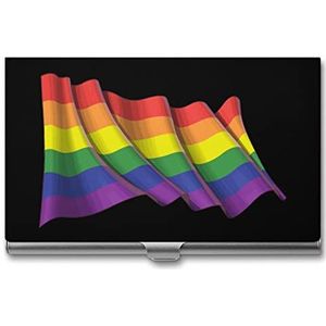 Gay Pride Waving Vlag Visitekaarthouder Metalen Kaarthouder Portemonnee Creditcard Organizer