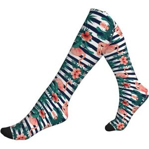DEXNEL Flamingo Vogel Compressie Sokken Voor Mannen Vrouwen 20-30 Mmhg Compressie Sokken Voor Sport Ondersteuning Sokken, 1 zwart, Eén Maat