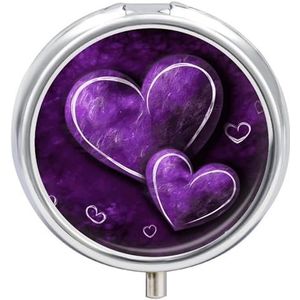 Draagbare Pillendoos Pillendoosje Paarse Harten Reizen Pillendoos Kleine Pil Case Dagelijkse Pil Container Pil Organizer Pocket Geneeskunde Doos Leuke Pil Case