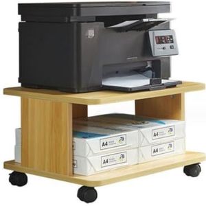 Tafel voor Printer Printerkastje 2-laags Printerstandaard Met Wielen Printerwagen Desktop Printertafel Printerrek Kantoor Mobiel Kopieerapparaat Bestandsopslagrek Printertafel Printerstandaard(B)